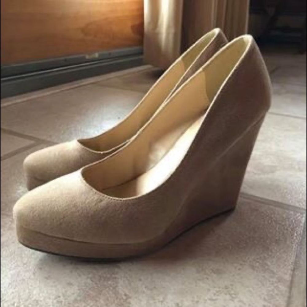 Michael Antonio Faux Suede Beige Wedges